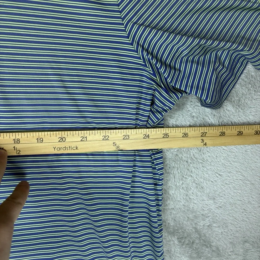 RLX Ralph Lauren Polo Mens XL Blue Green Striped Short‎ Sleeve